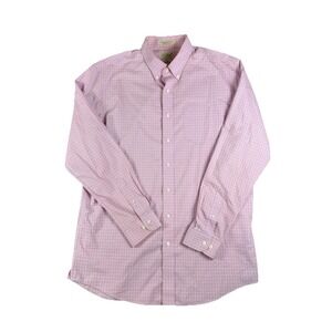 L.L. Bean Shirt Mens LT Pink Check Long Sleeve Button Down Wrinkle Resistant